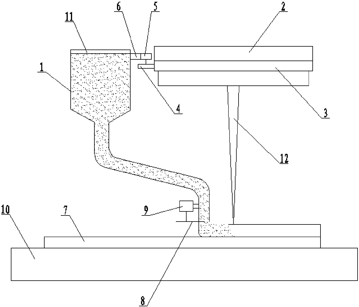 Powder-feeding type electronic beam additive manufacturing device arranged in front