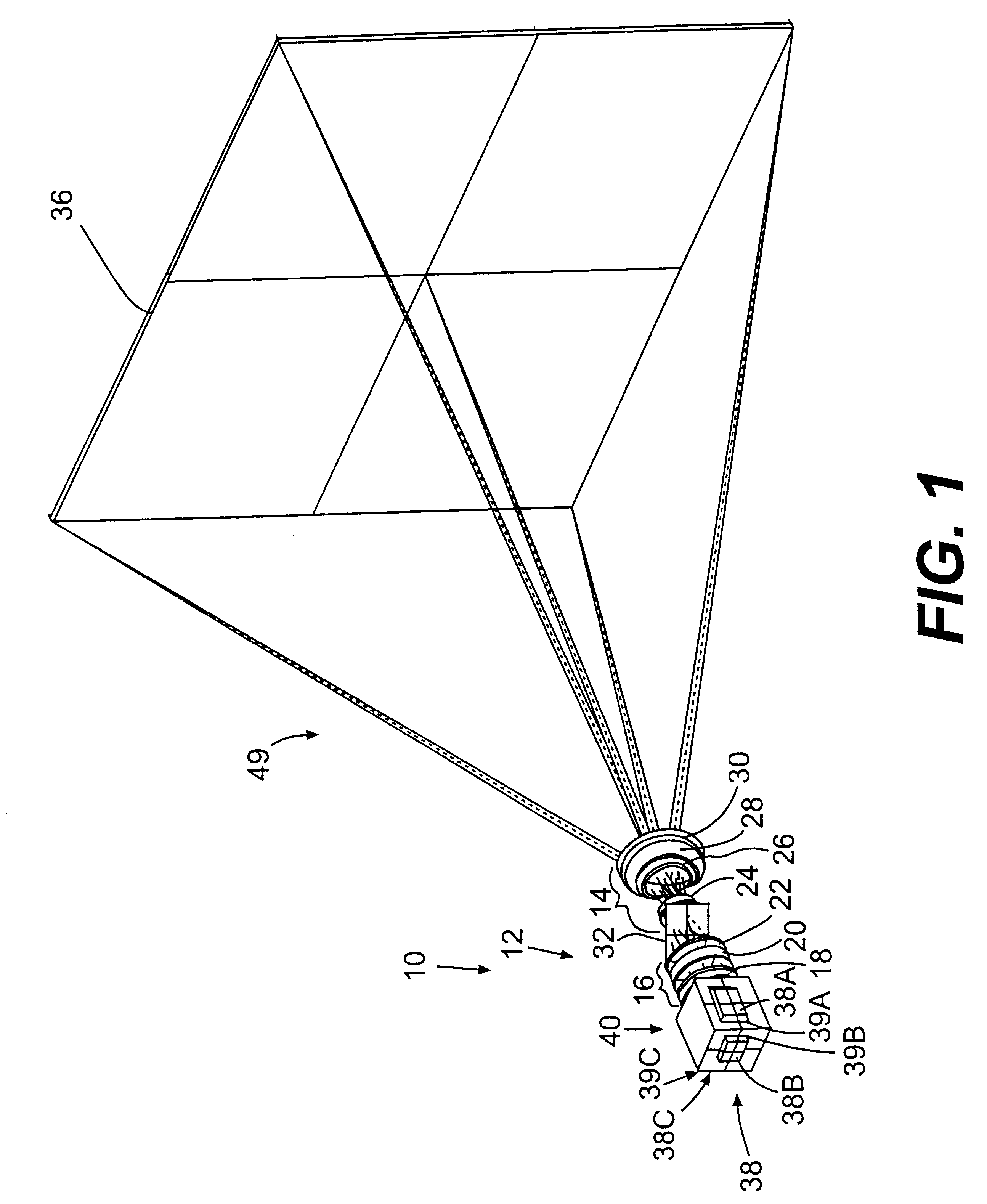 Projection lens and system including a reflecting linear polarizer