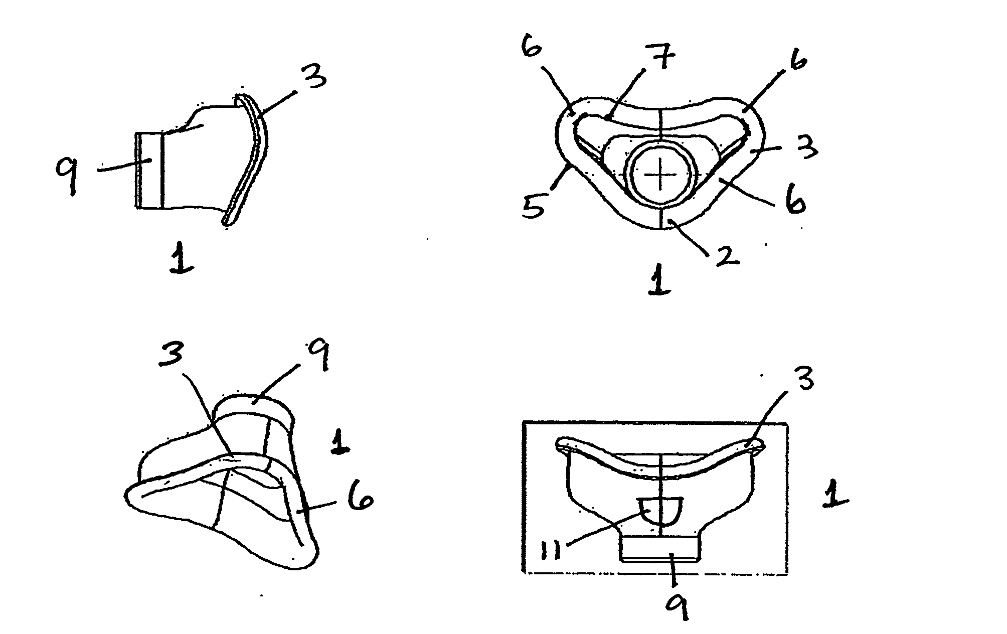Nasal adapter for the base of the nose