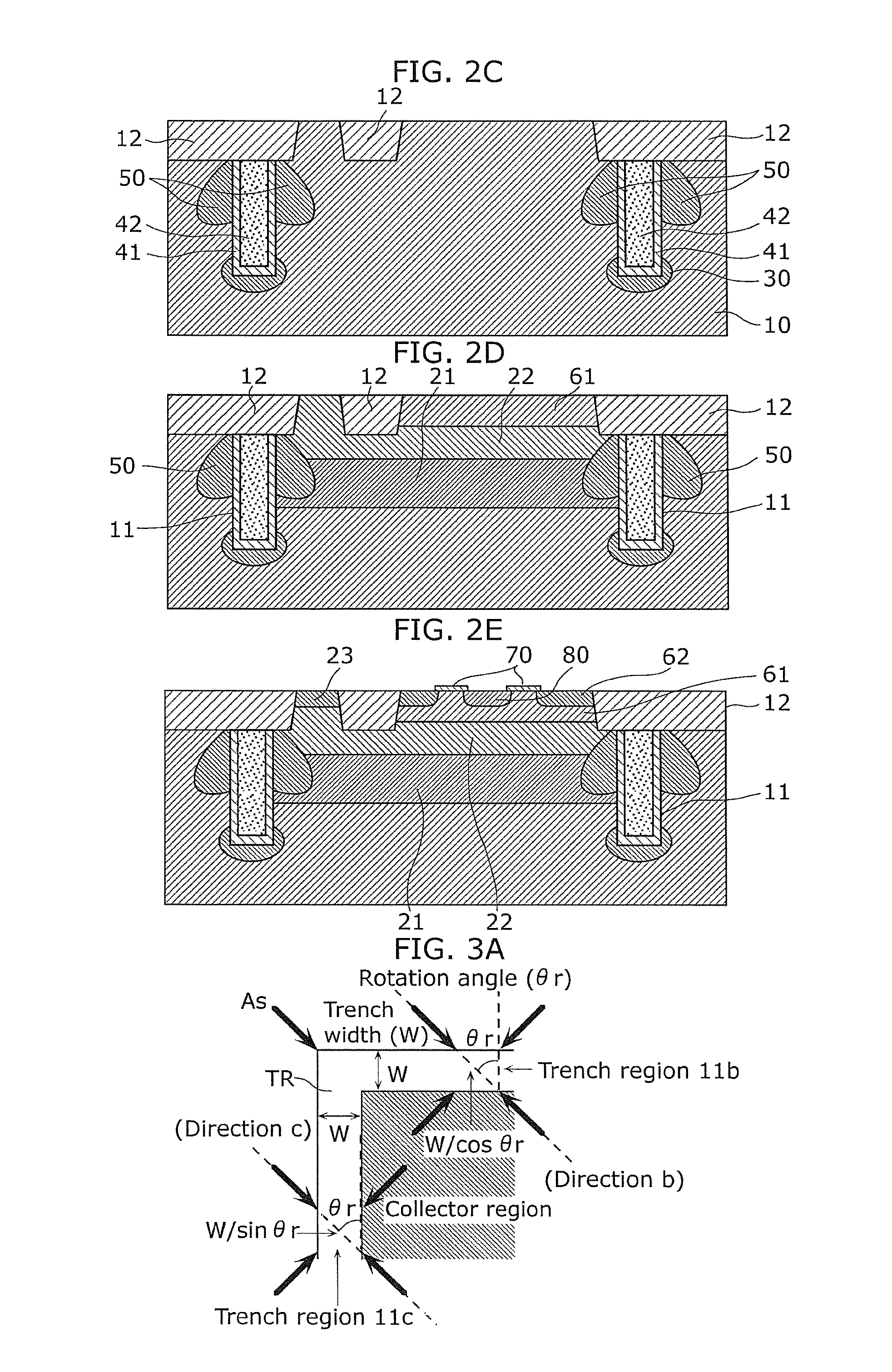 Bipolar transistor with diffused layer between deep trench sidewall and collector diffused layer