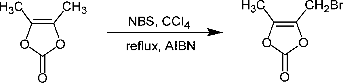 Chemosynthesis method of 4-bromomethyl-5-methyl-1,3-dioxy heterocyclic pentene-2-ketone