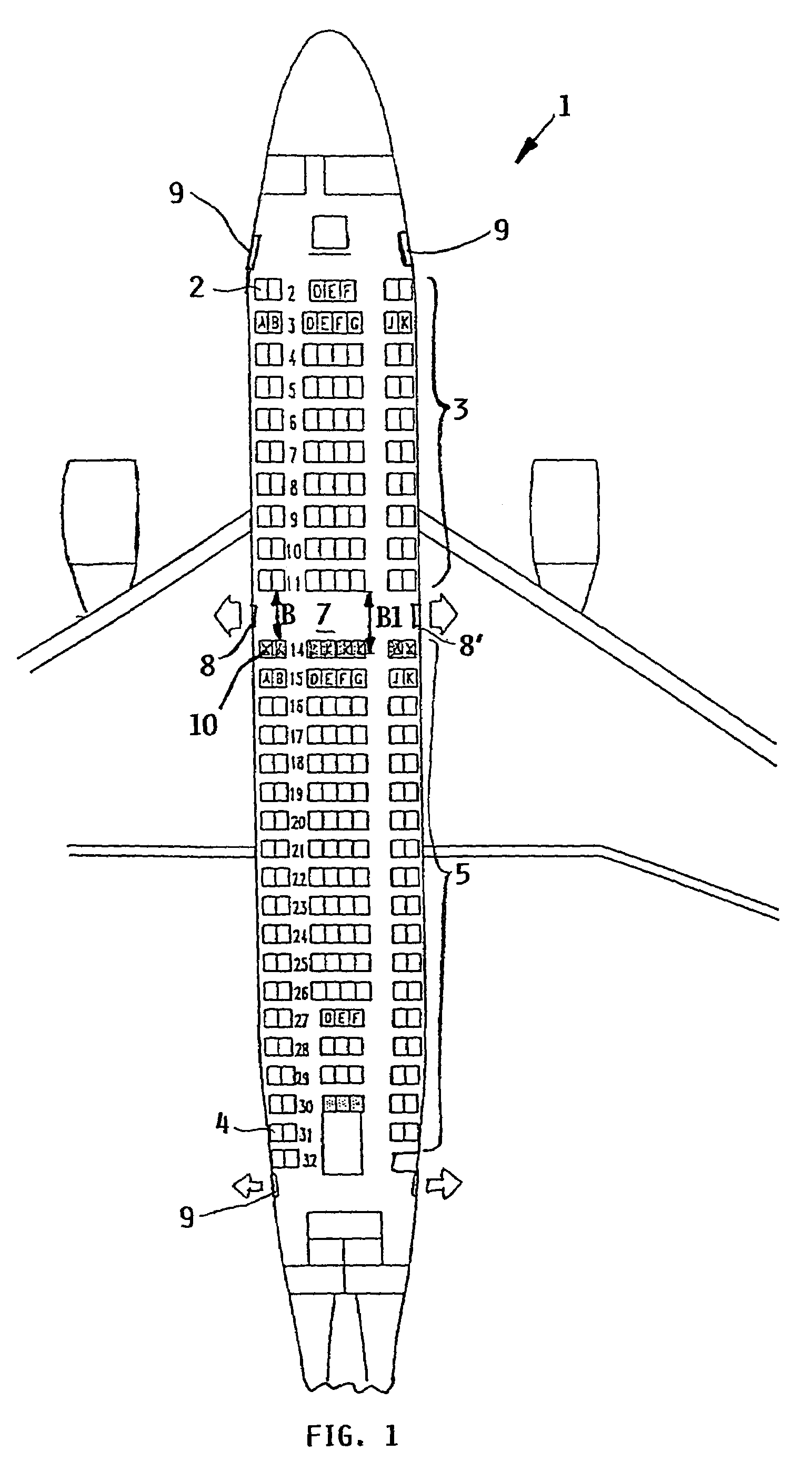 Seating arrangement especially adjoining an emergency exit in an aircraft passenger cabin