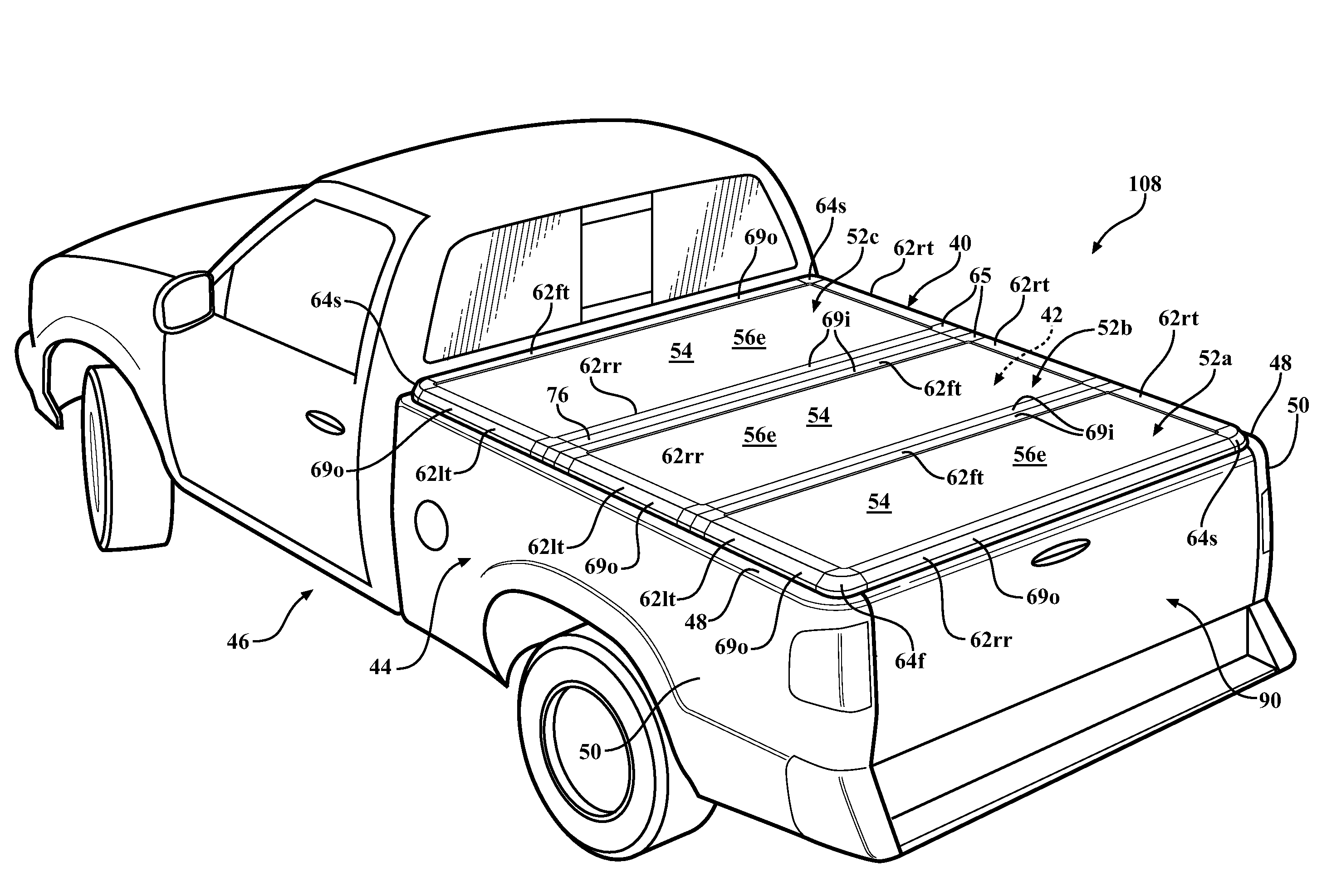 Rigid tonneau cover and clamp mechanism therefor