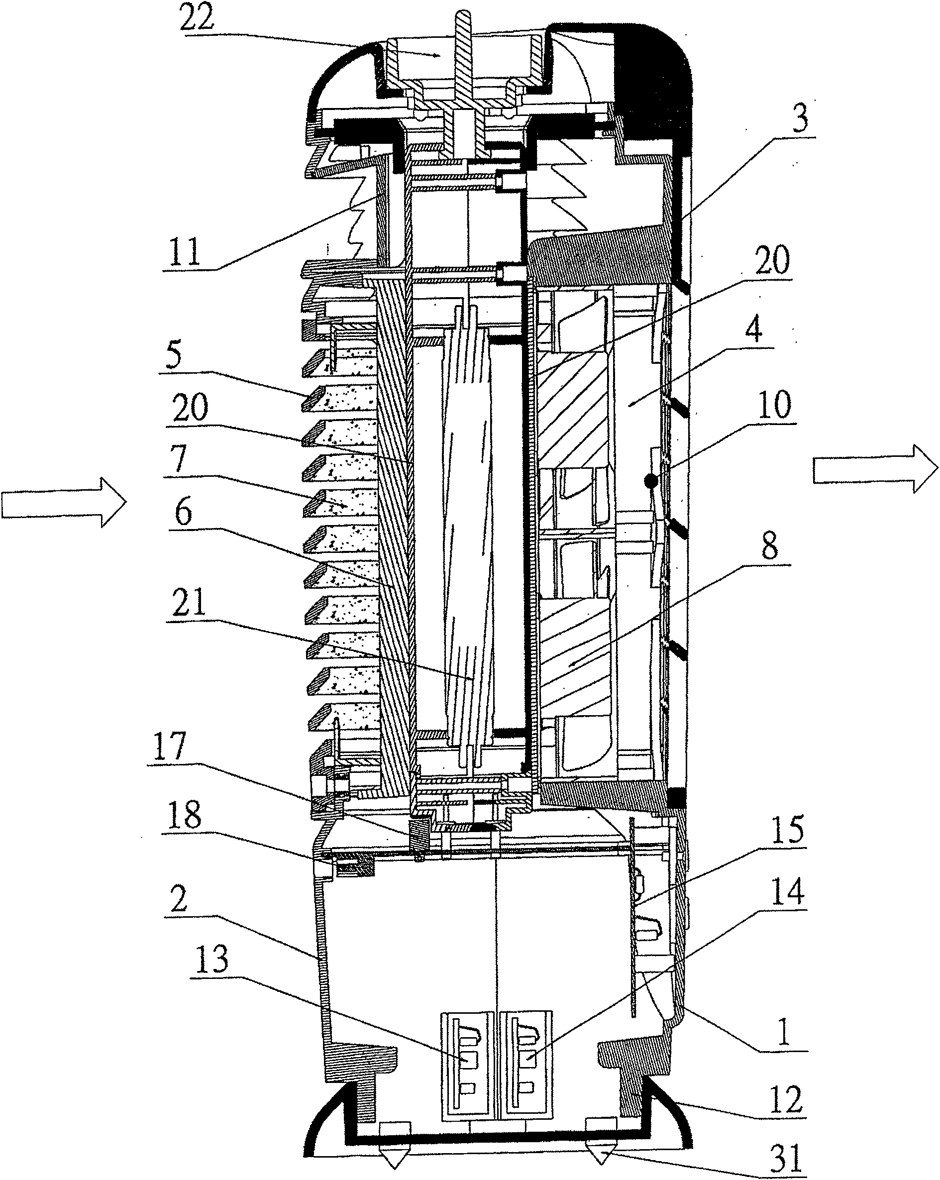 Cylindrical nano photoelectronic air purifier