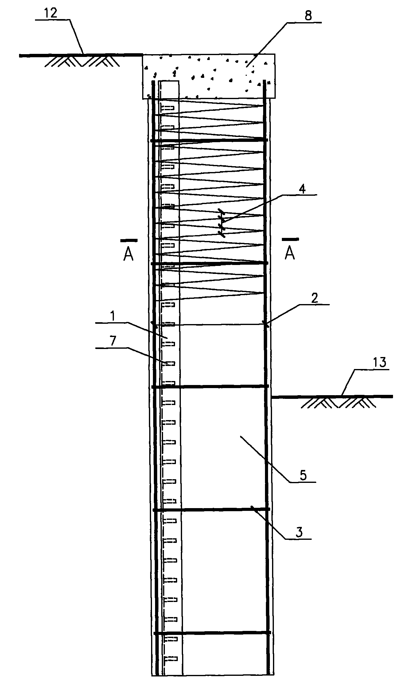 Combination stiffening filling pile