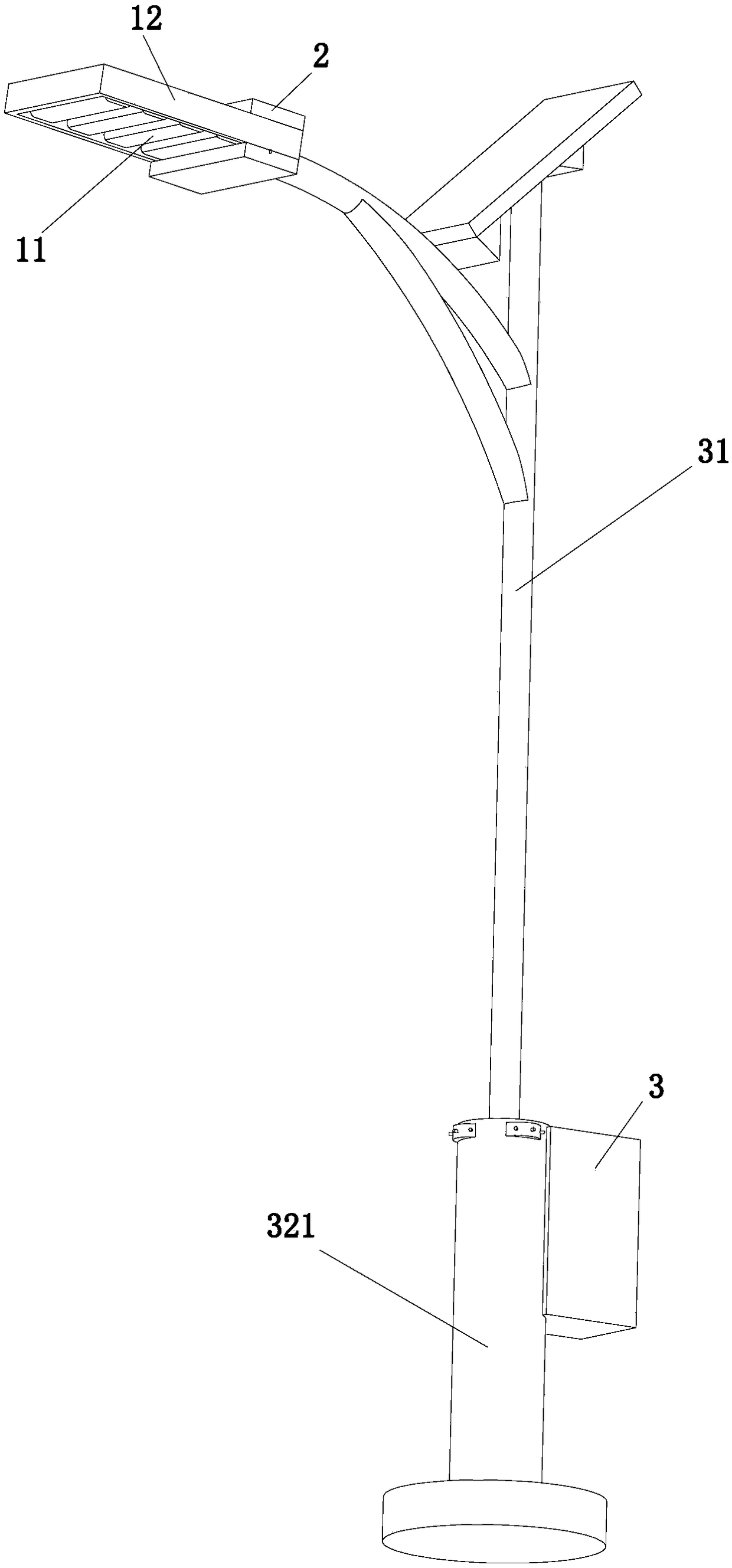 LED (Light Emitting Diode) street lamp capable of following irradiation