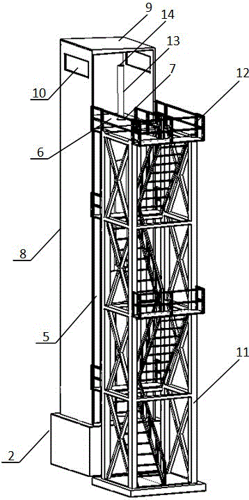 Stable super-high observation tower for measurement in prefabricating of segmental beams