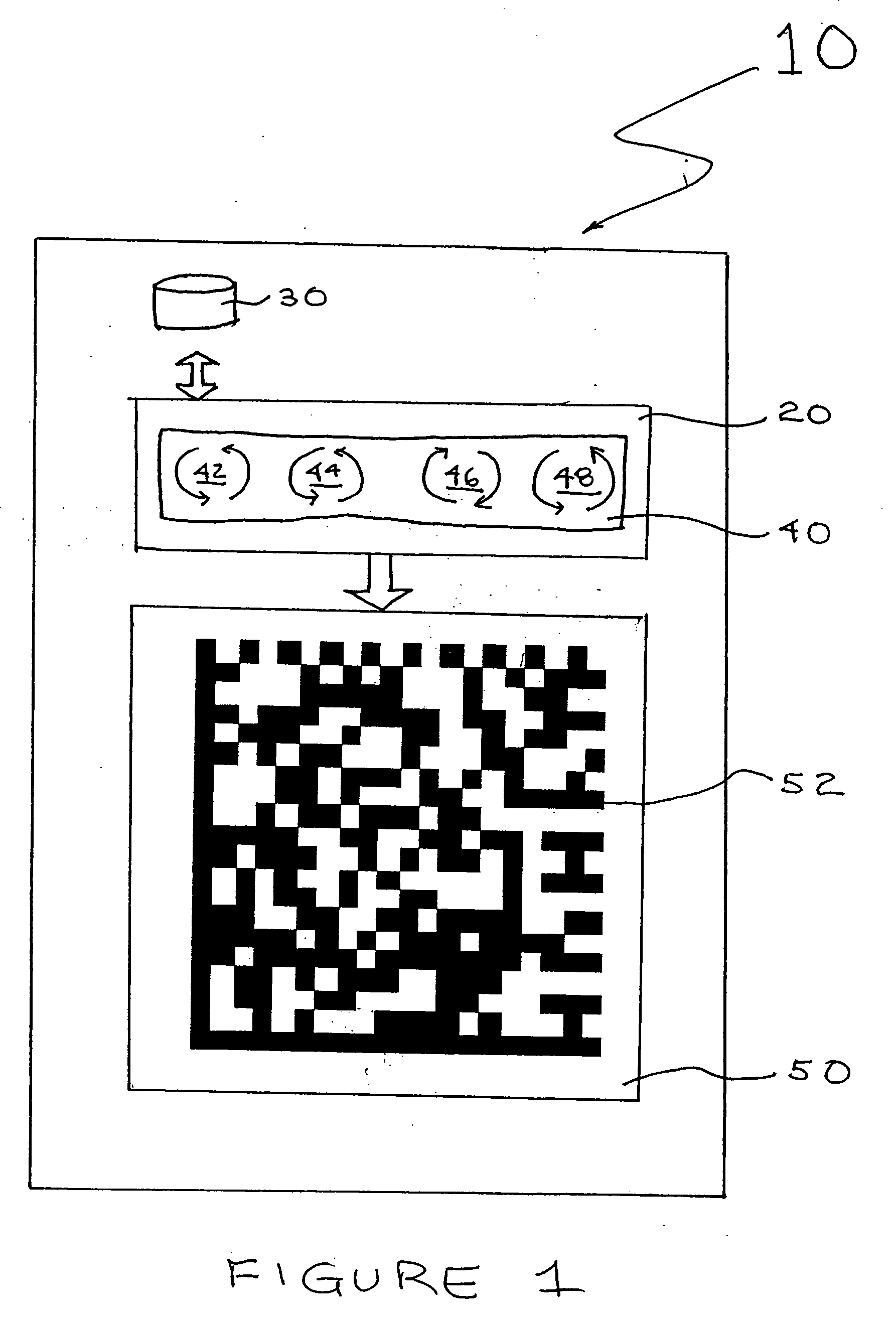 Methods, devices and computer program products for generating, displaying and capturing a series of images of visually encoded data