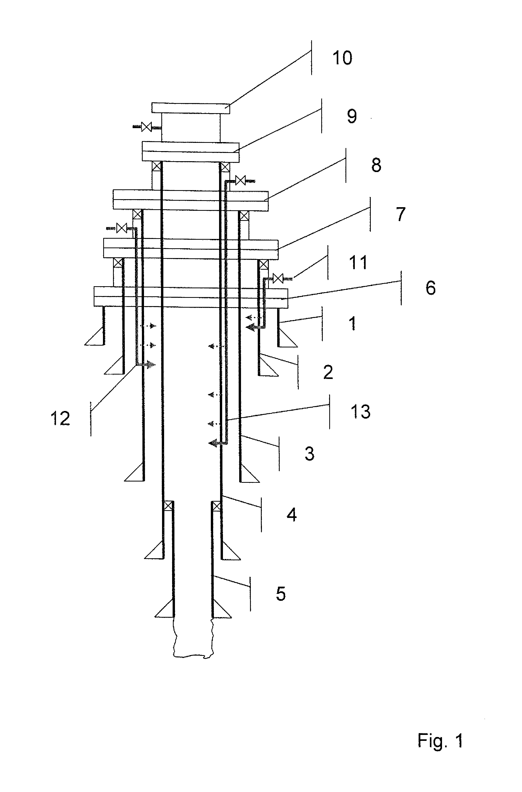 Apparatus for a pipe string of a geological drill hole, pipe string, method for operating a geological drilling gear and method for producing a pipe string for a geological drill hole