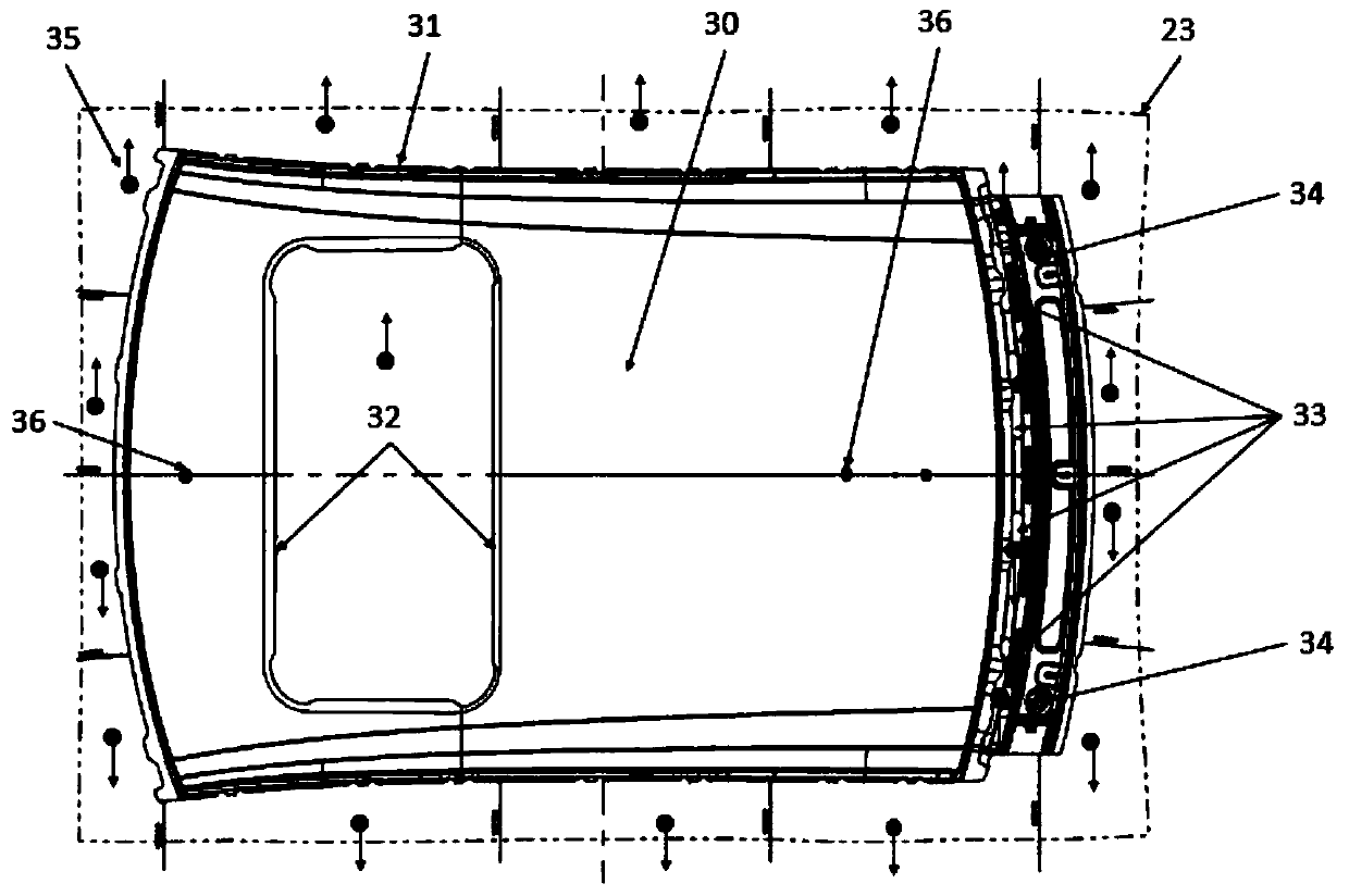 Automobile top cover and top cover rear cross beam nesting drawing forming method and die
