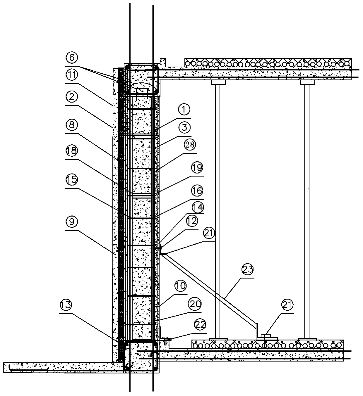 Assembled integral shear wall and construction method thereof