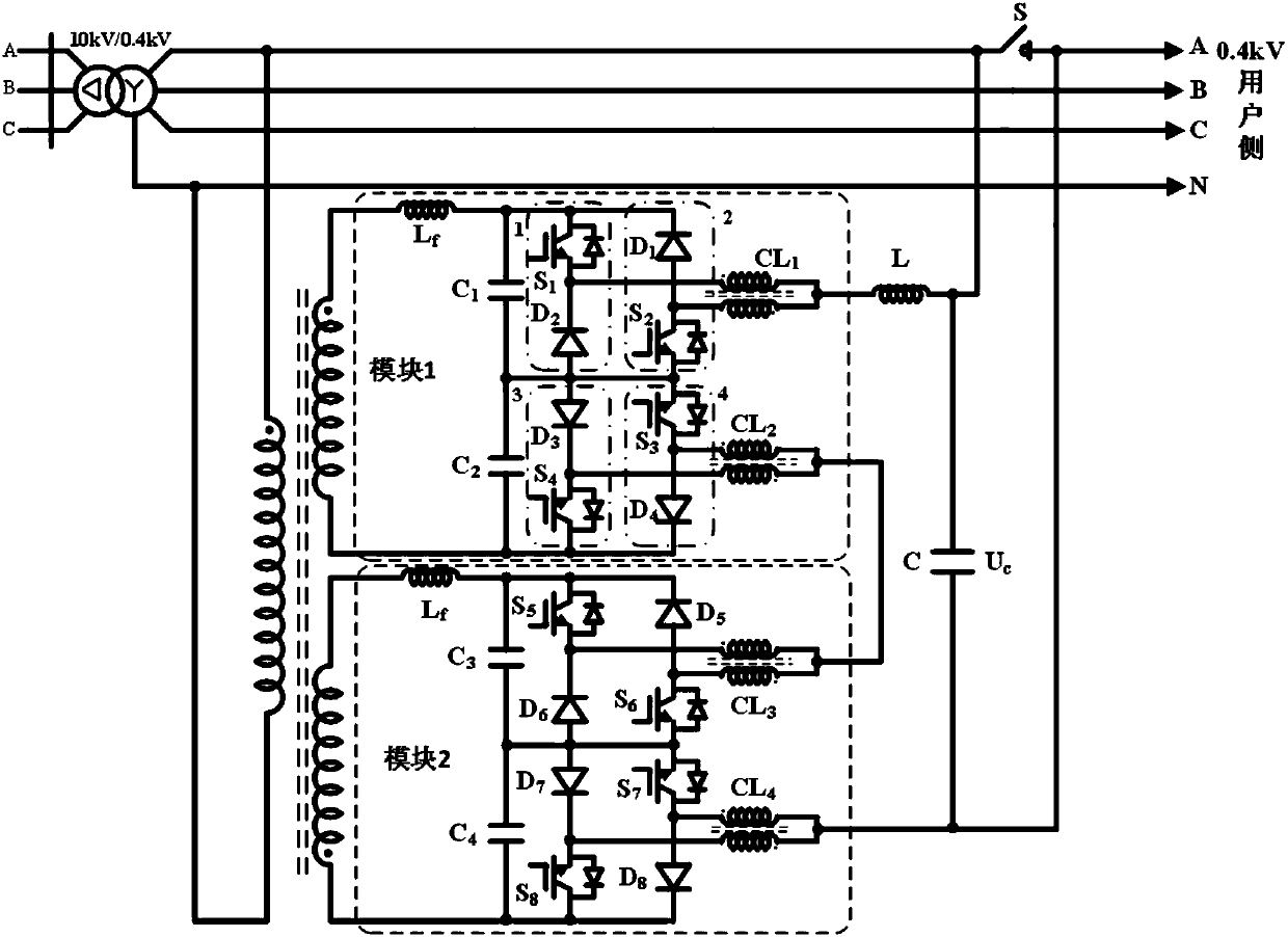 Distributed-type flexible voltage regulation topological structure for power distribution network based on AC-DC converter