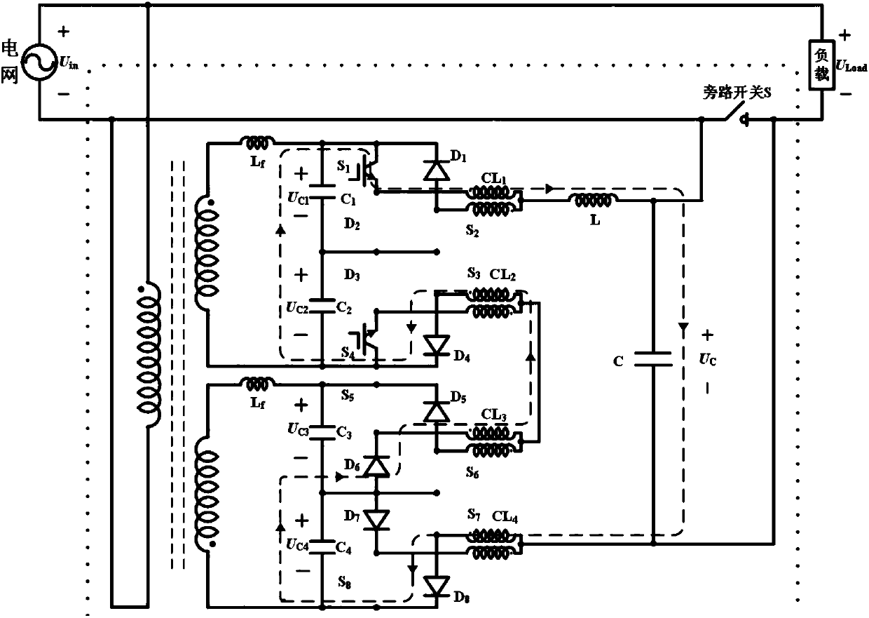 Distributed-type flexible voltage regulation topological structure for power distribution network based on AC-DC converter