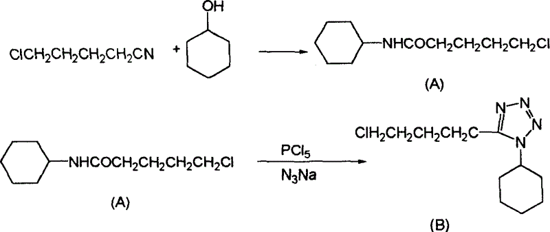 Tech. for synthetic (4-chlorobutyl) 1-cyclohexyl-1,2,3,4-tetrazole