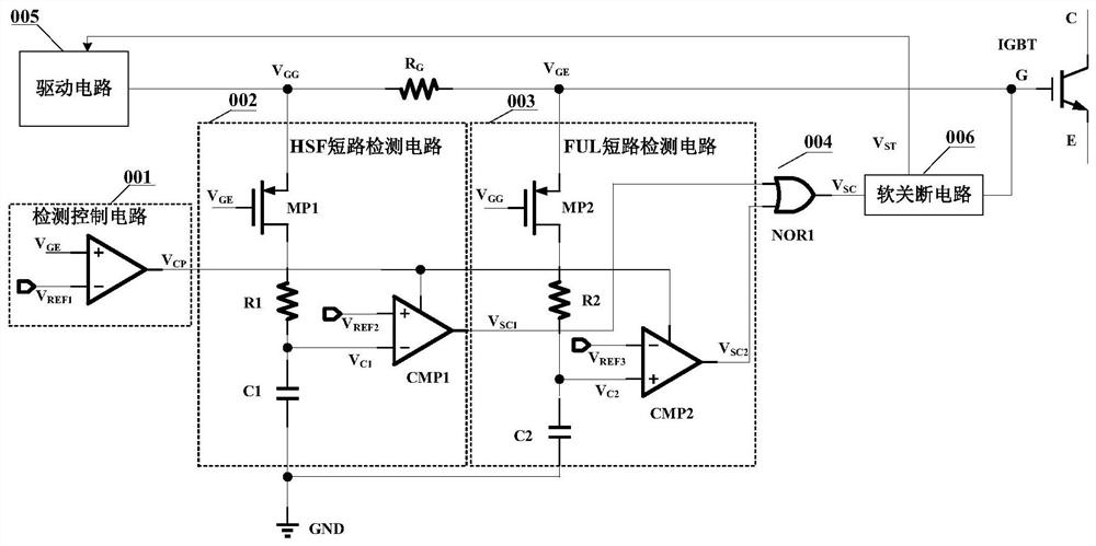 A protection circuit and method with high-speed detection of igbt short-circuit fault