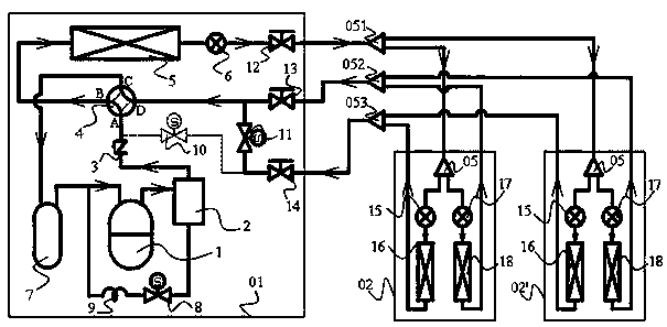 Heat recovery variable-frequency multi-split heat pump system and control method thereof