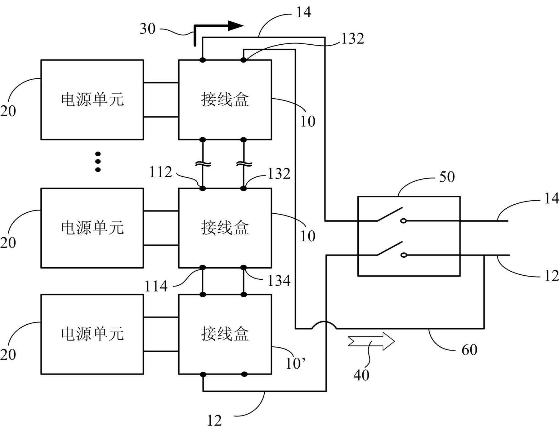 Junction box, power system and control method thereof