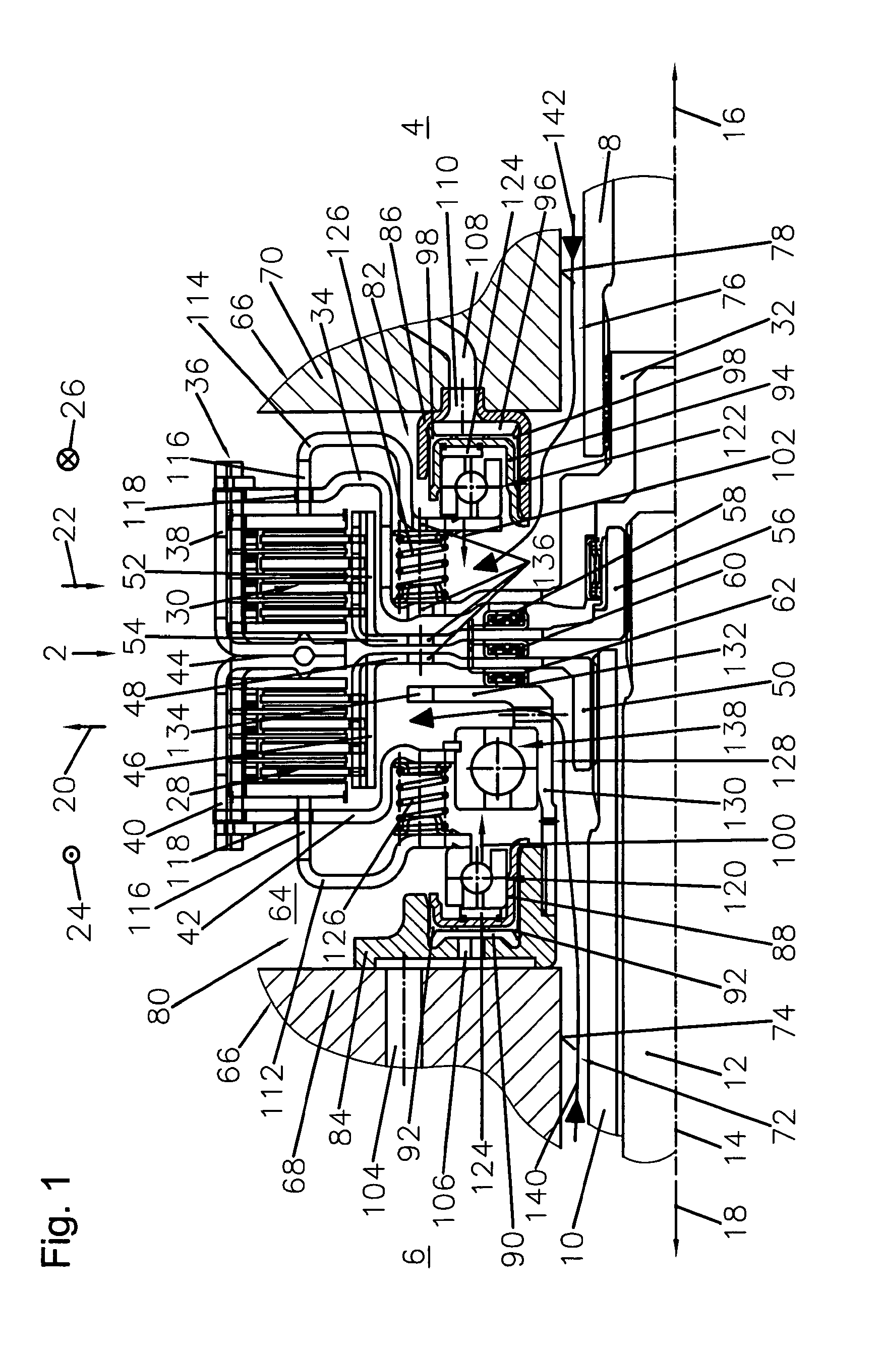 Parallel double clutch device and drivetrain having a parallel double clutch device of said type