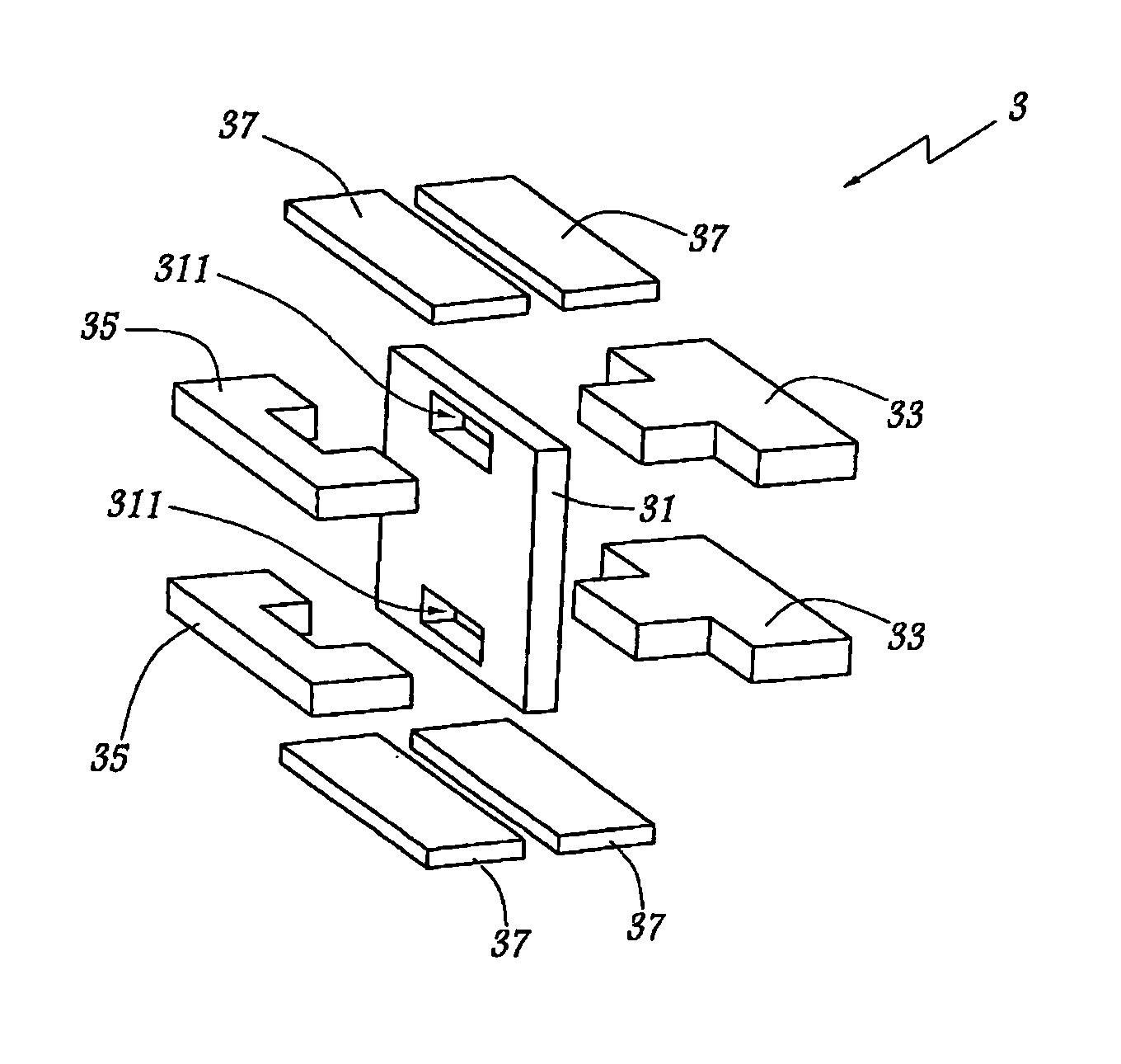Composite structural part formed of multiple layer fibrous preforms inter-fitted with one another and reinforced with a polymer matrix coating