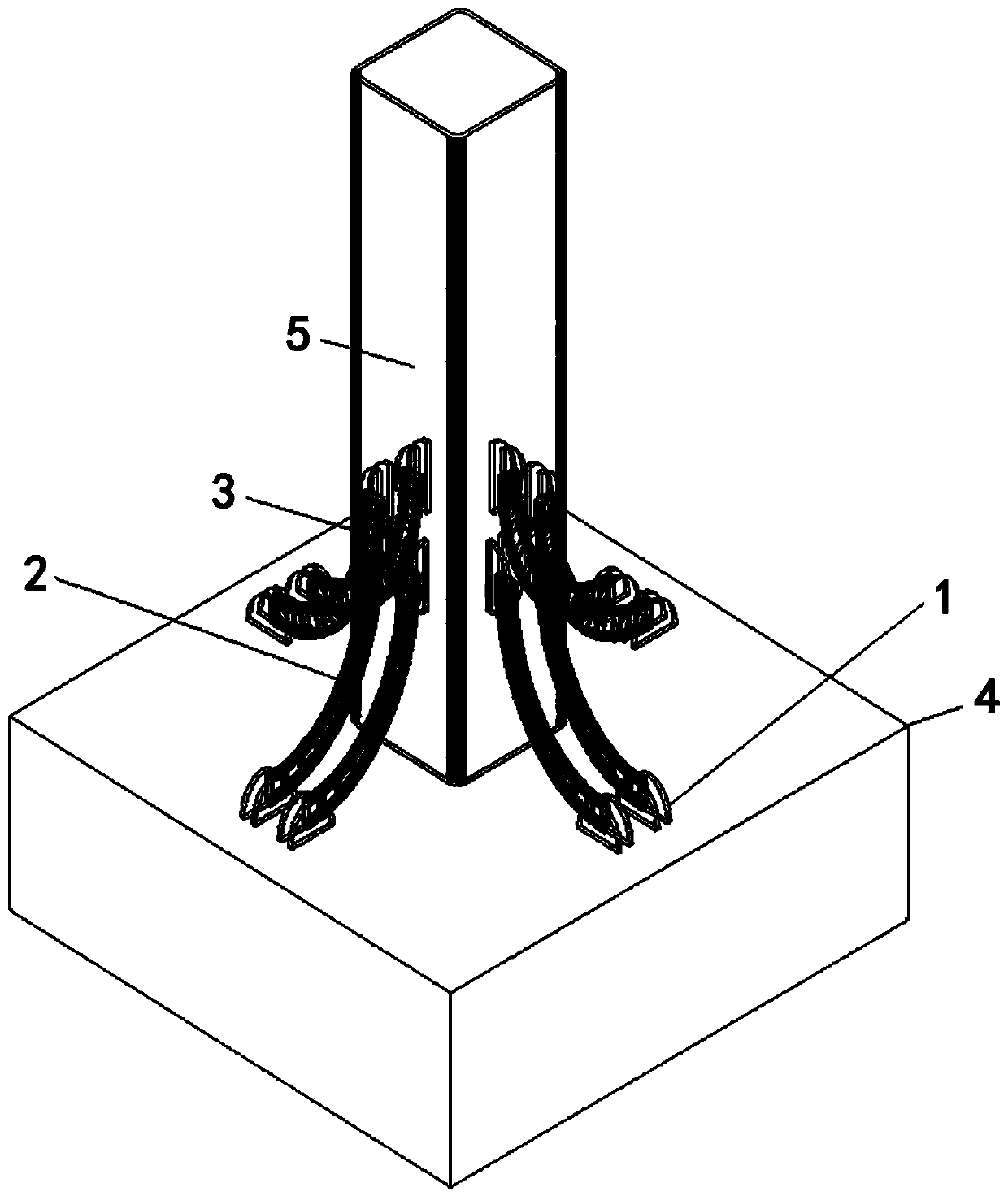 Elastic swinging column with replaceable bending dampers