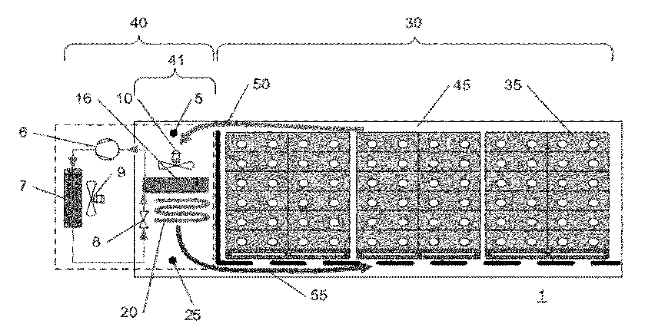 Internal air circulation control in a refrigerated transport container