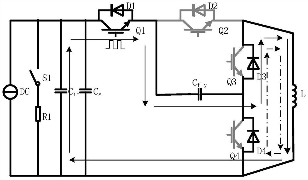 A double-pulse test circuit and method for a flying capacitor three-level dcdc power component