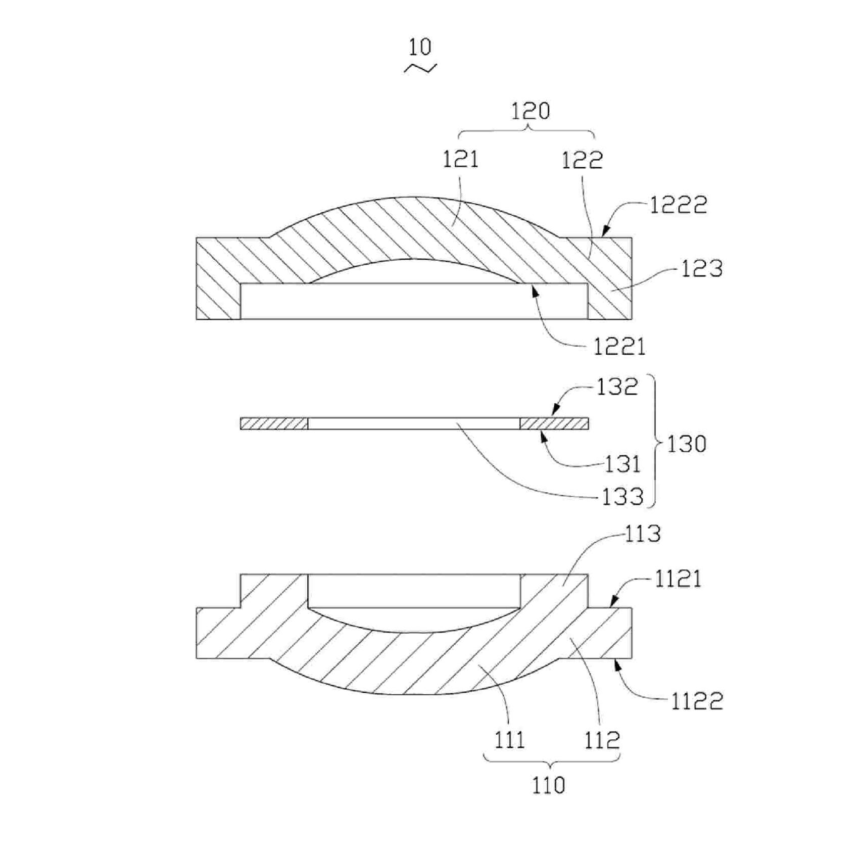 Method for testing lens module assembling element