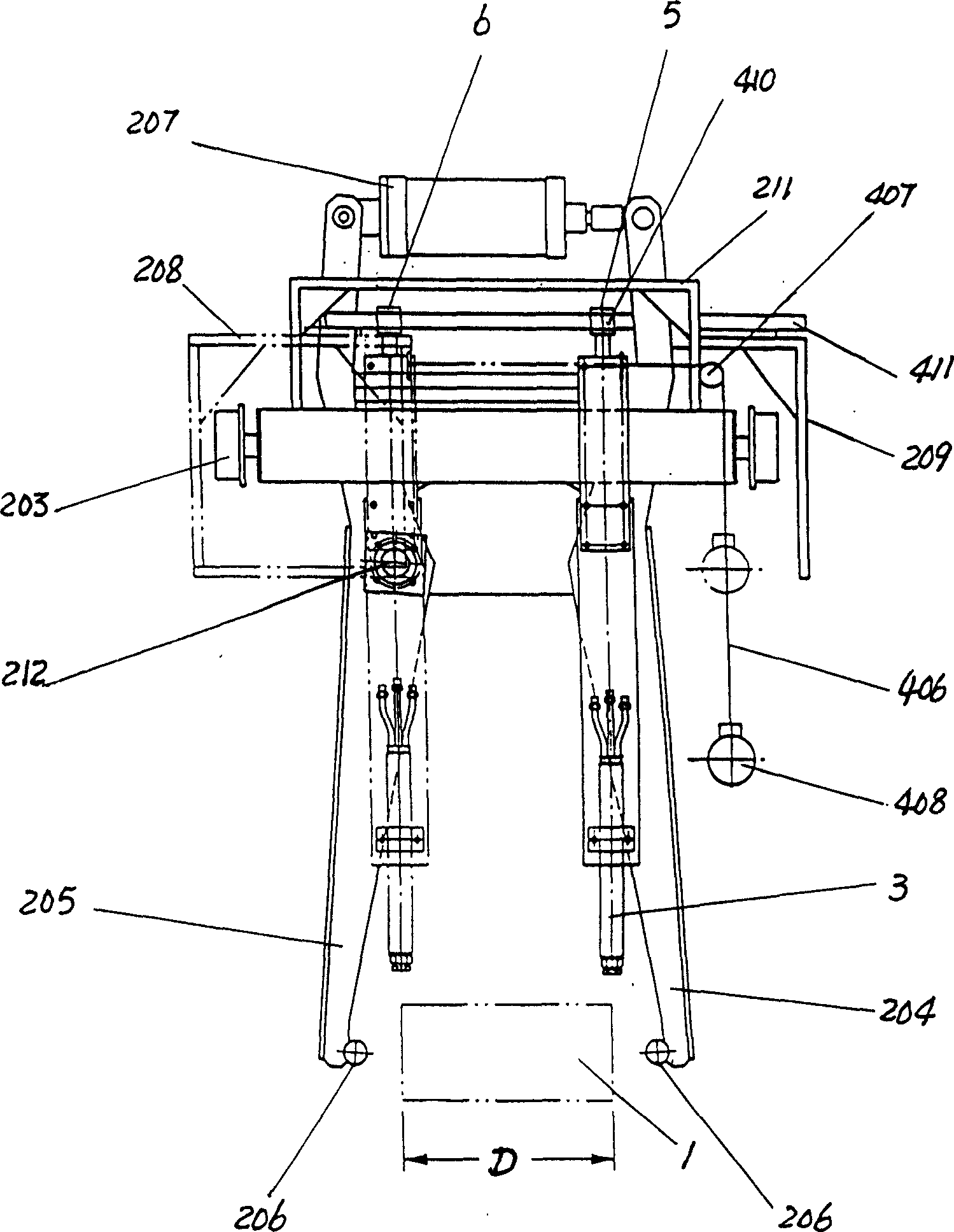 Powerless cross sliding type cutter for with continuous casting small plate bland