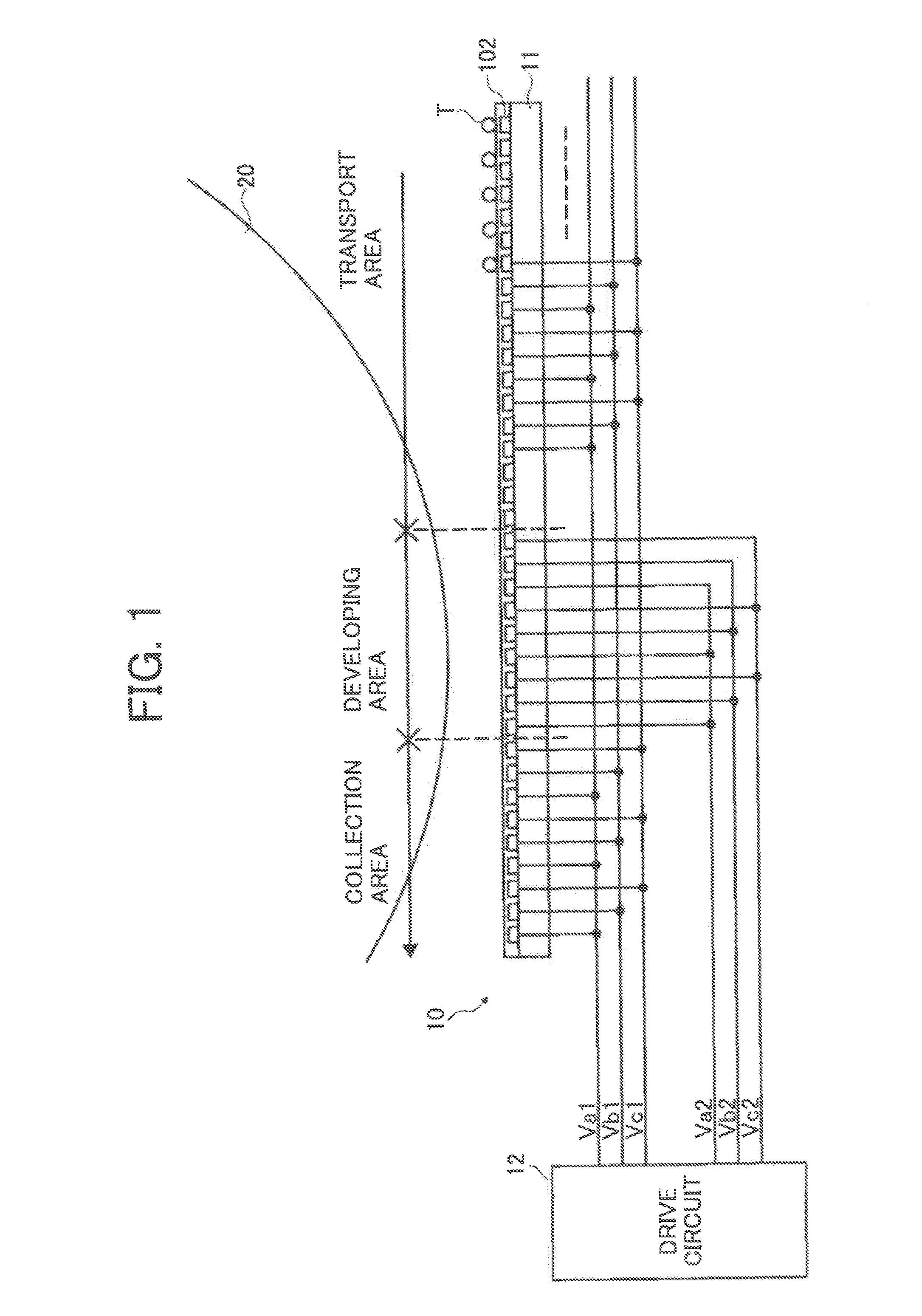 Developing device using electrostatic transport and hopping (ETH)