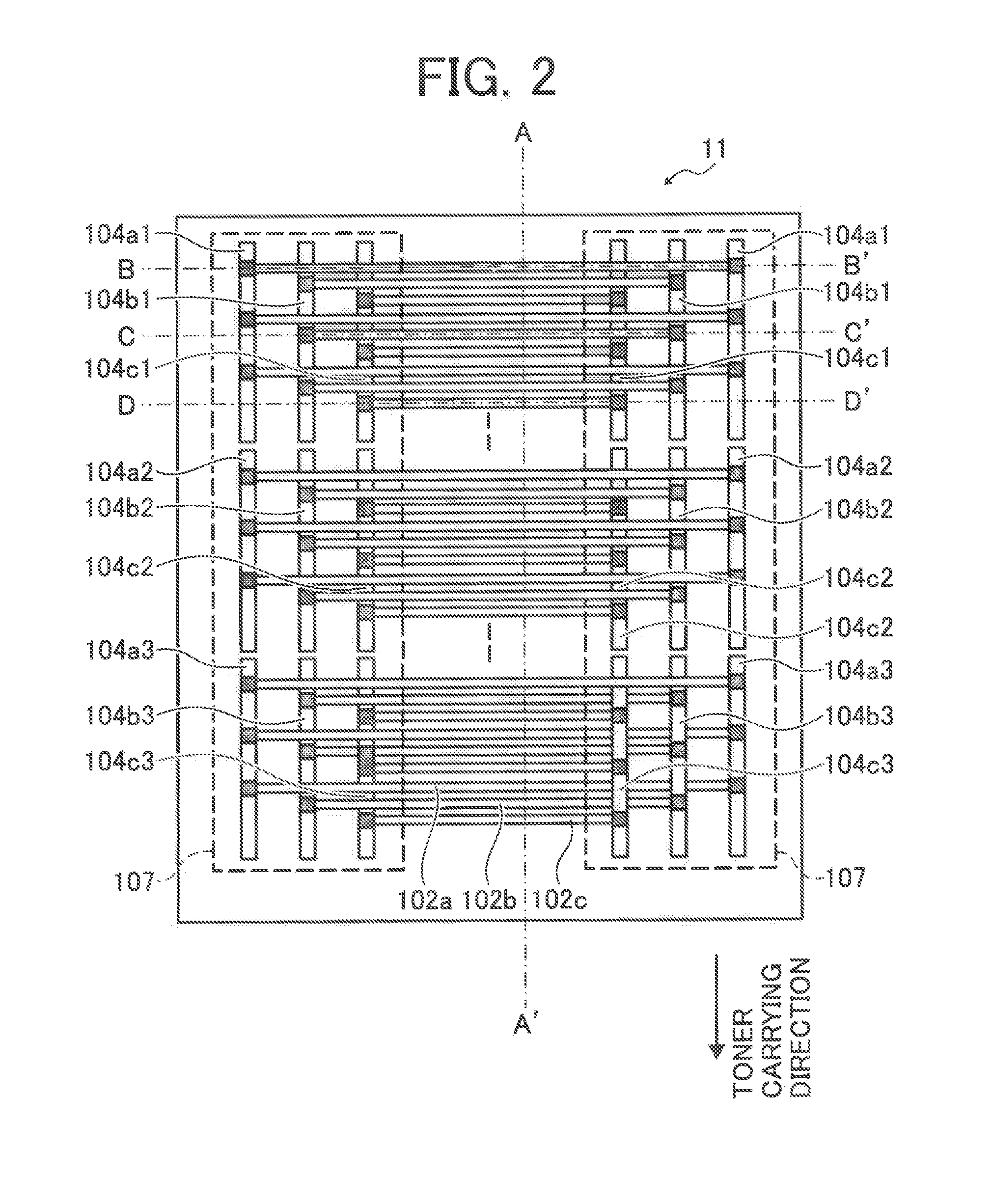 Developing device using electrostatic transport and hopping (ETH)