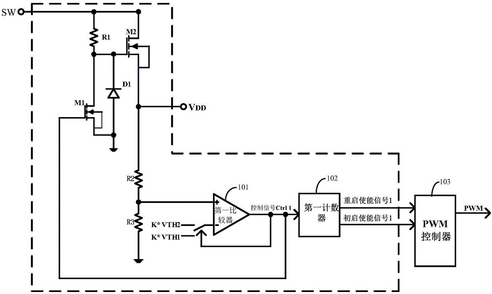 High voltage starting circuit with adjustable starting time