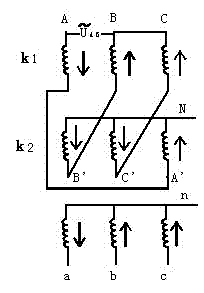 Testing method of phase shifting angle of zigzag transformer