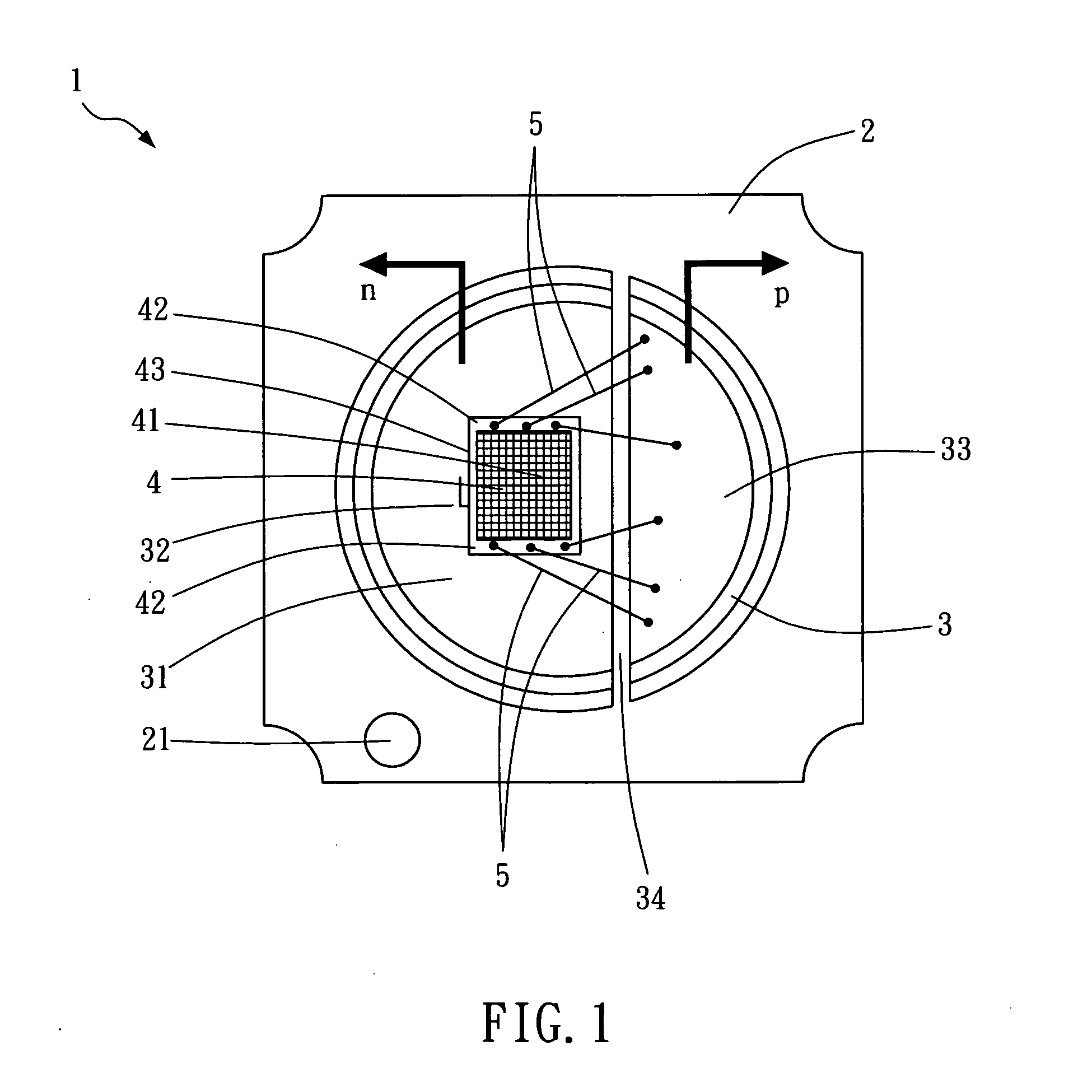 Packaging device for matrix-arrayed semiconductor light-emitting elements of high power and high directivity
