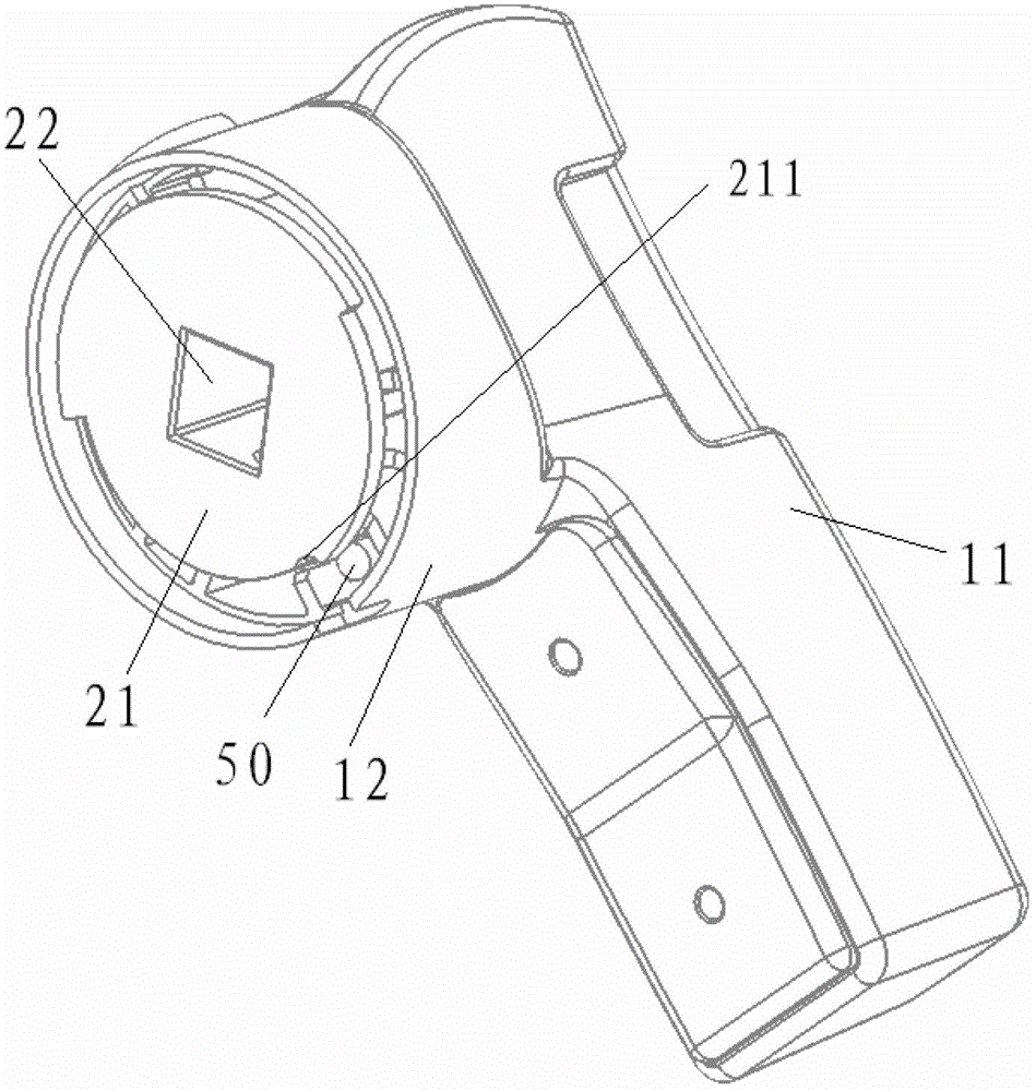 Handle with safe locking device and circuit breaker comprising the handle