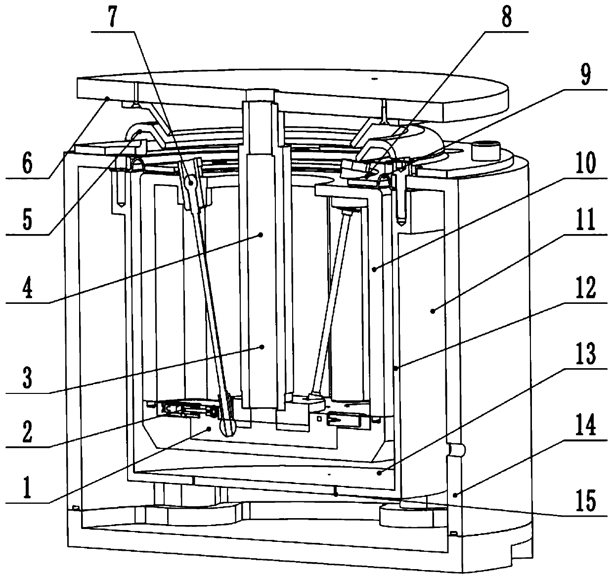 Passive air spring shock-absorption mechanism provided with universal damper and variable rubber membrane