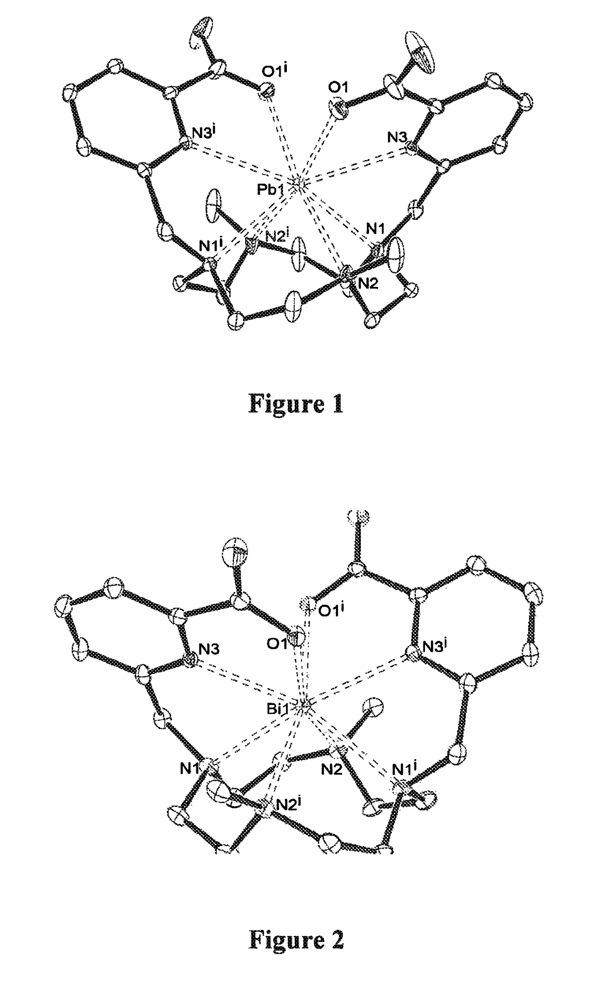 Chelates of lead (II) and bismuth (III) based on trans-di-N-picolinate tetraazacycloalkanes