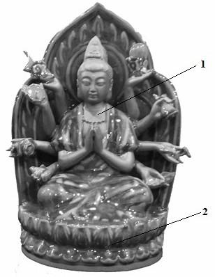 Manufacturing method of jun porcelain craft in ten-hand avalokitesvara shape