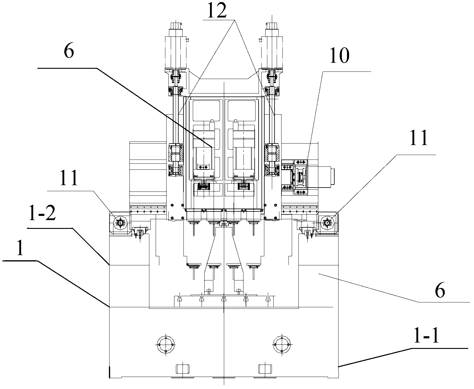 Multi-axis machining center structure