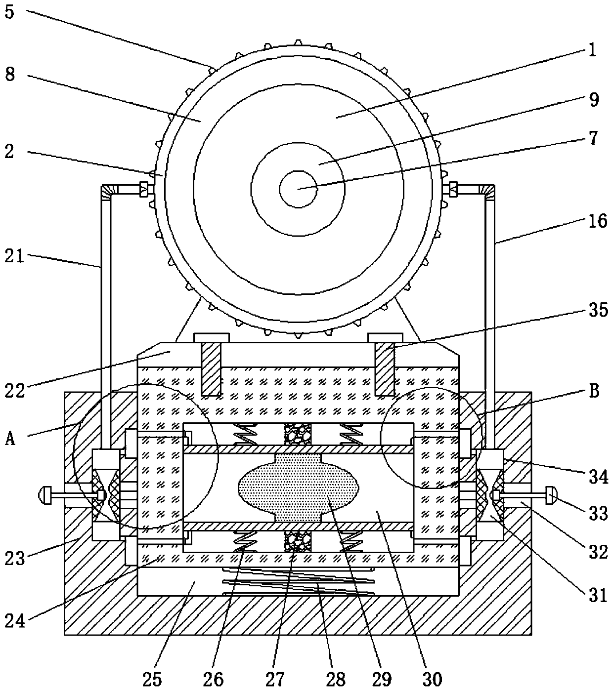 Motor with shock absorption and heat dissipation functions