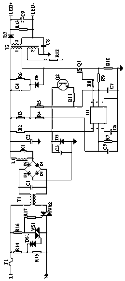 LED driving energy-saving power source with function of overvoltage protection