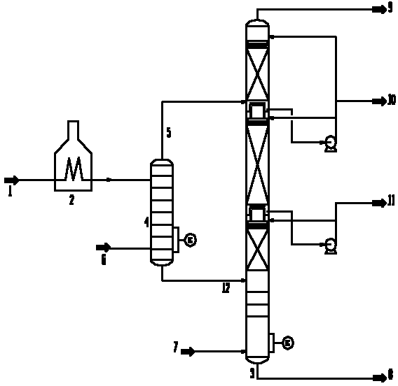 Sectional feeding vacuum distillation method and apparatus for crude oil