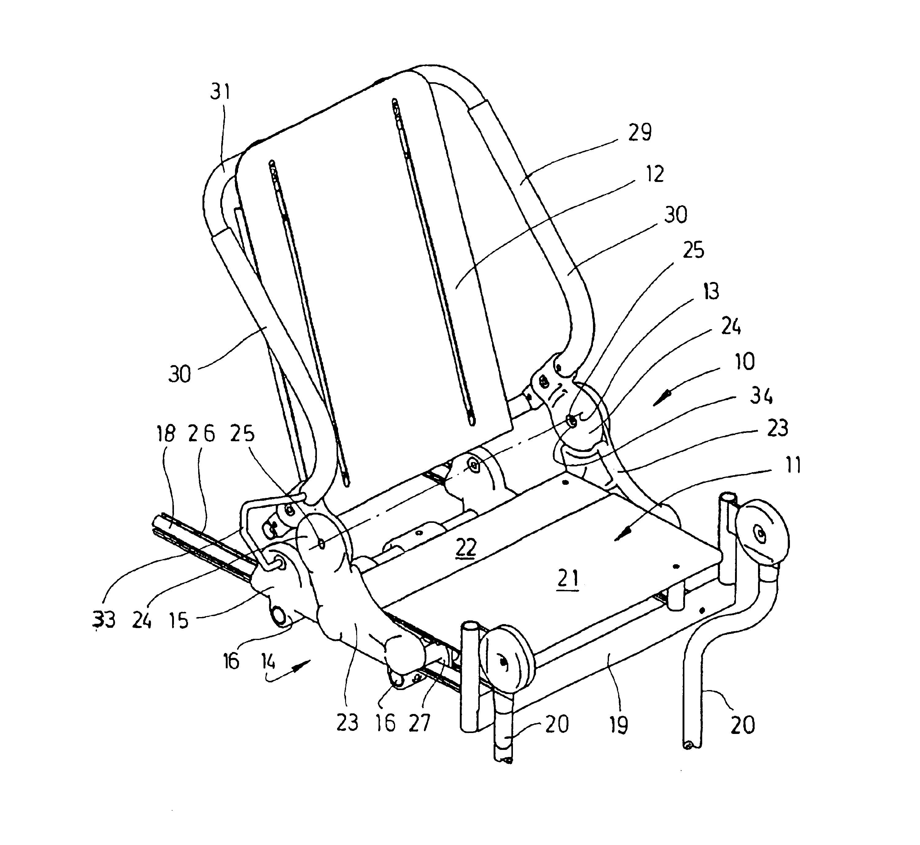Seat for a wheeled carriage or chair