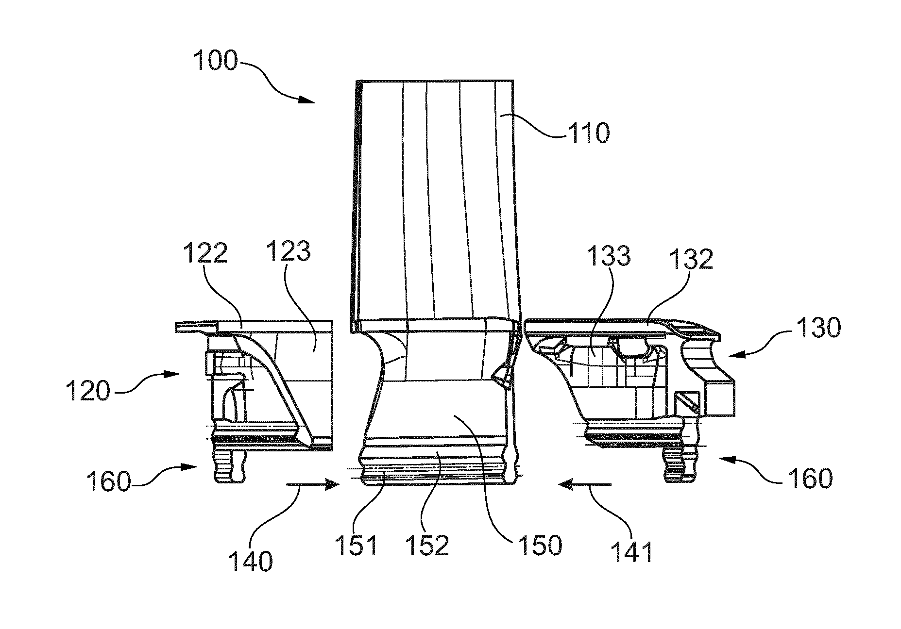 Blade assembly for a turbomachine on the basis of a modular structure