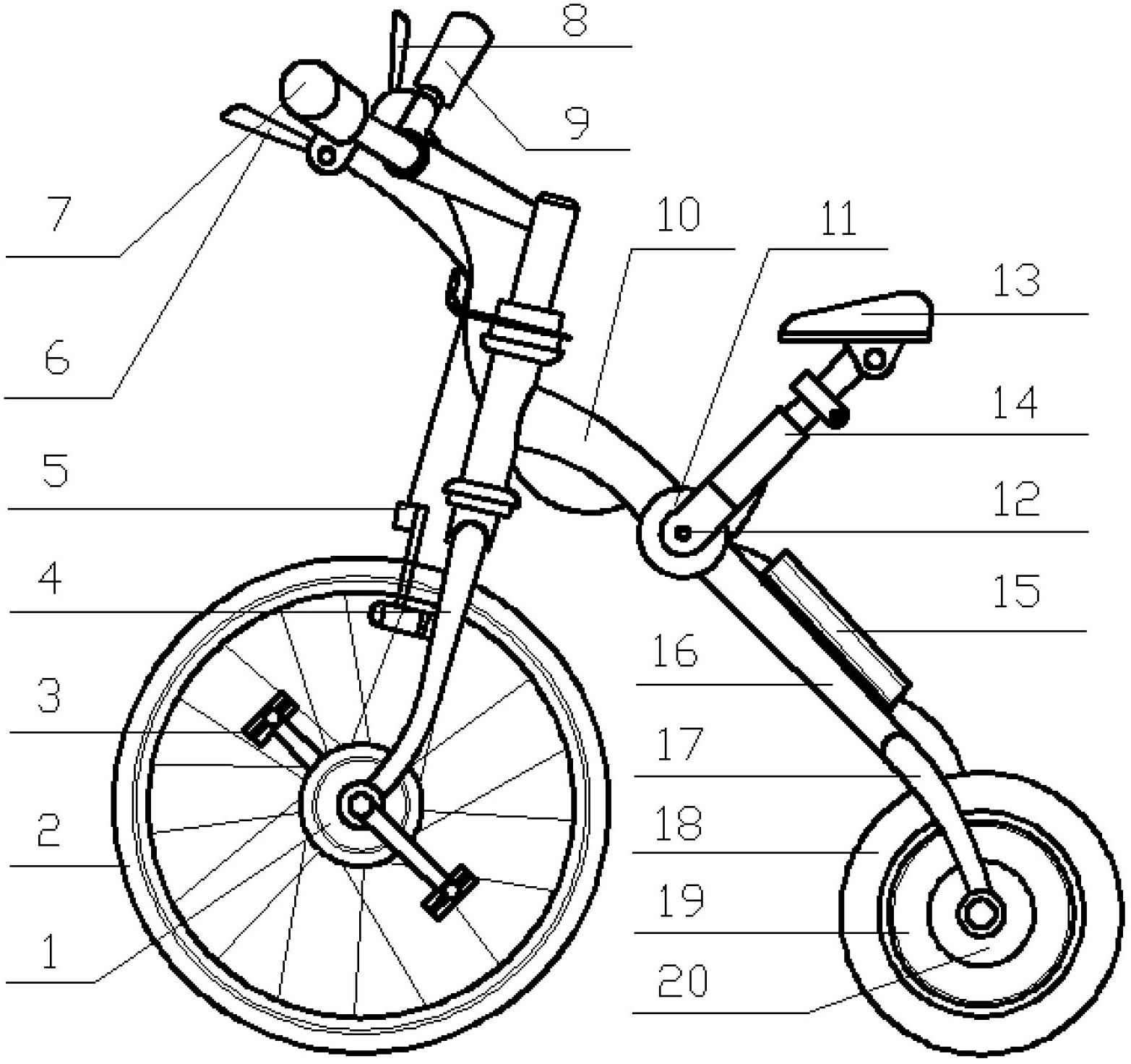 Double-driving folding pedal bicycle