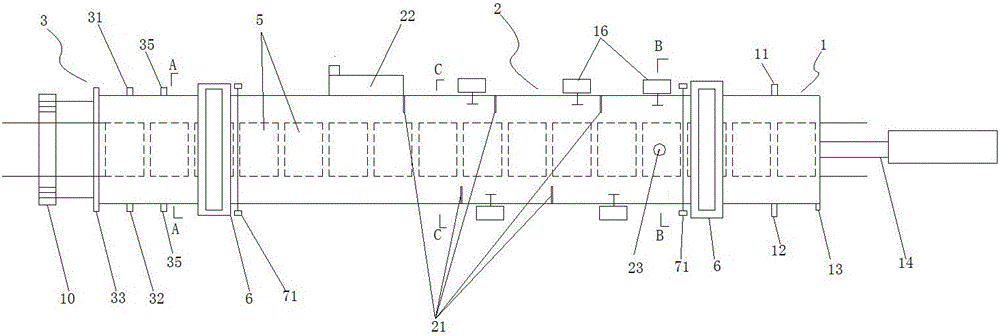 High-efficiency tunnel-type intermittent pyrolysis furnace