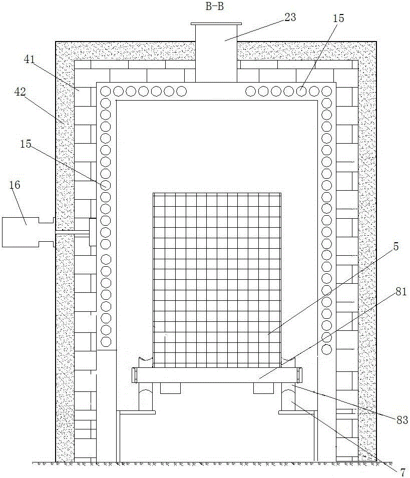 High-efficiency tunnel-type intermittent pyrolysis furnace