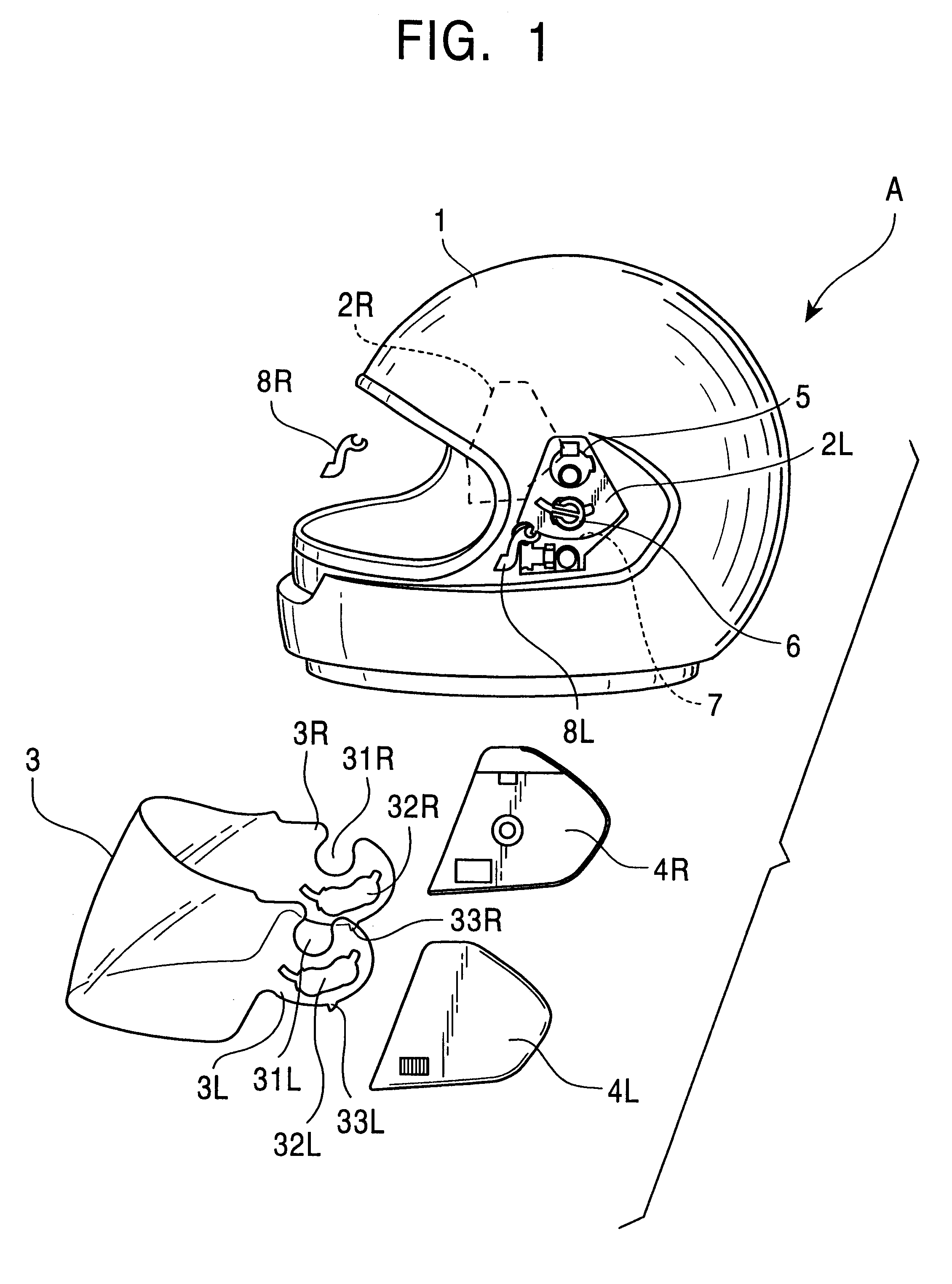Shield fixing structure in helmet