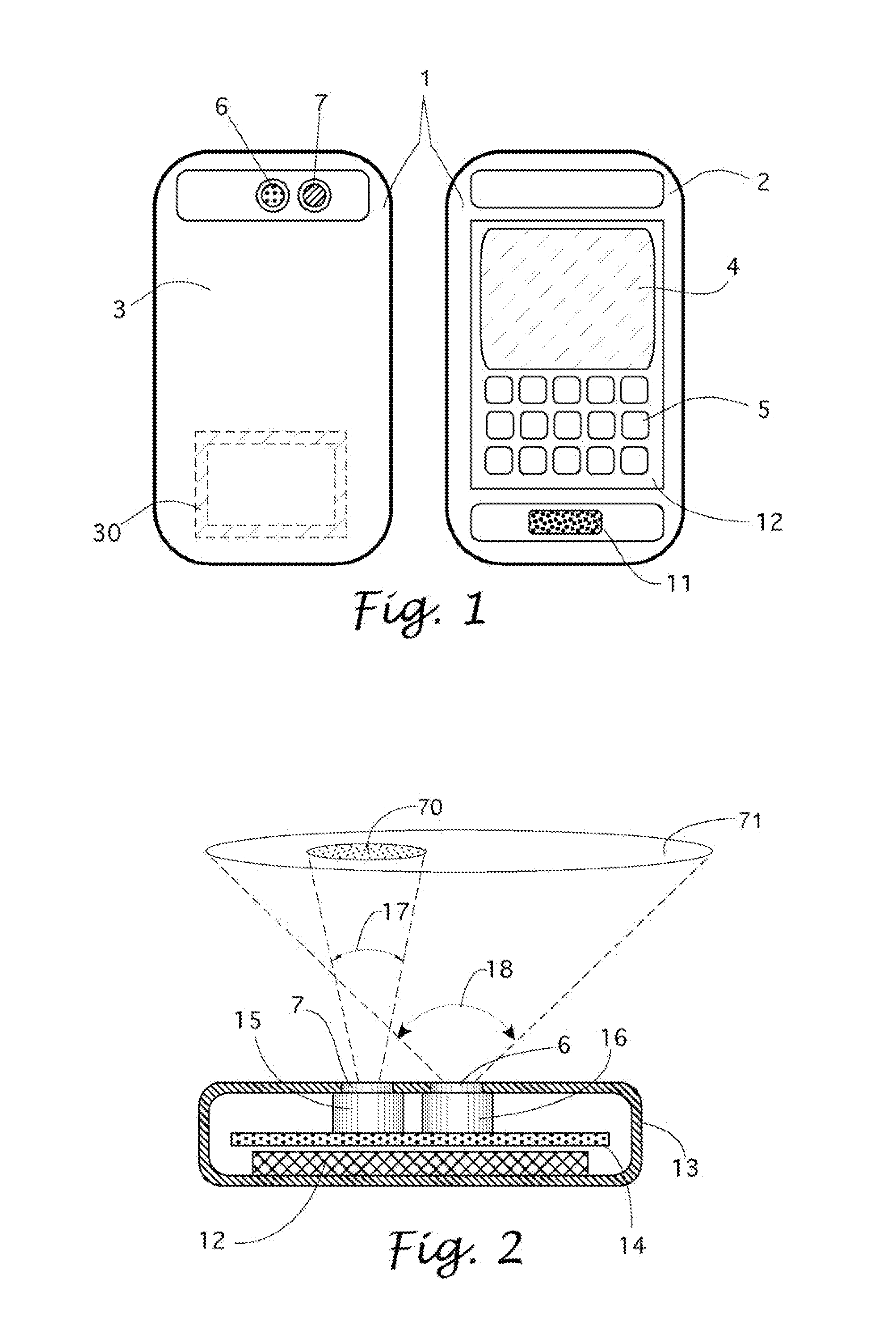 Mobile communication device with electromagnetic radiation sensors