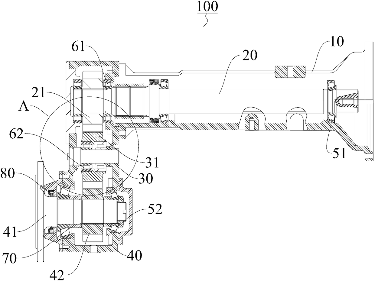 Rear axle tail end assembly for high horsepower tractor whole machine heightening and widening