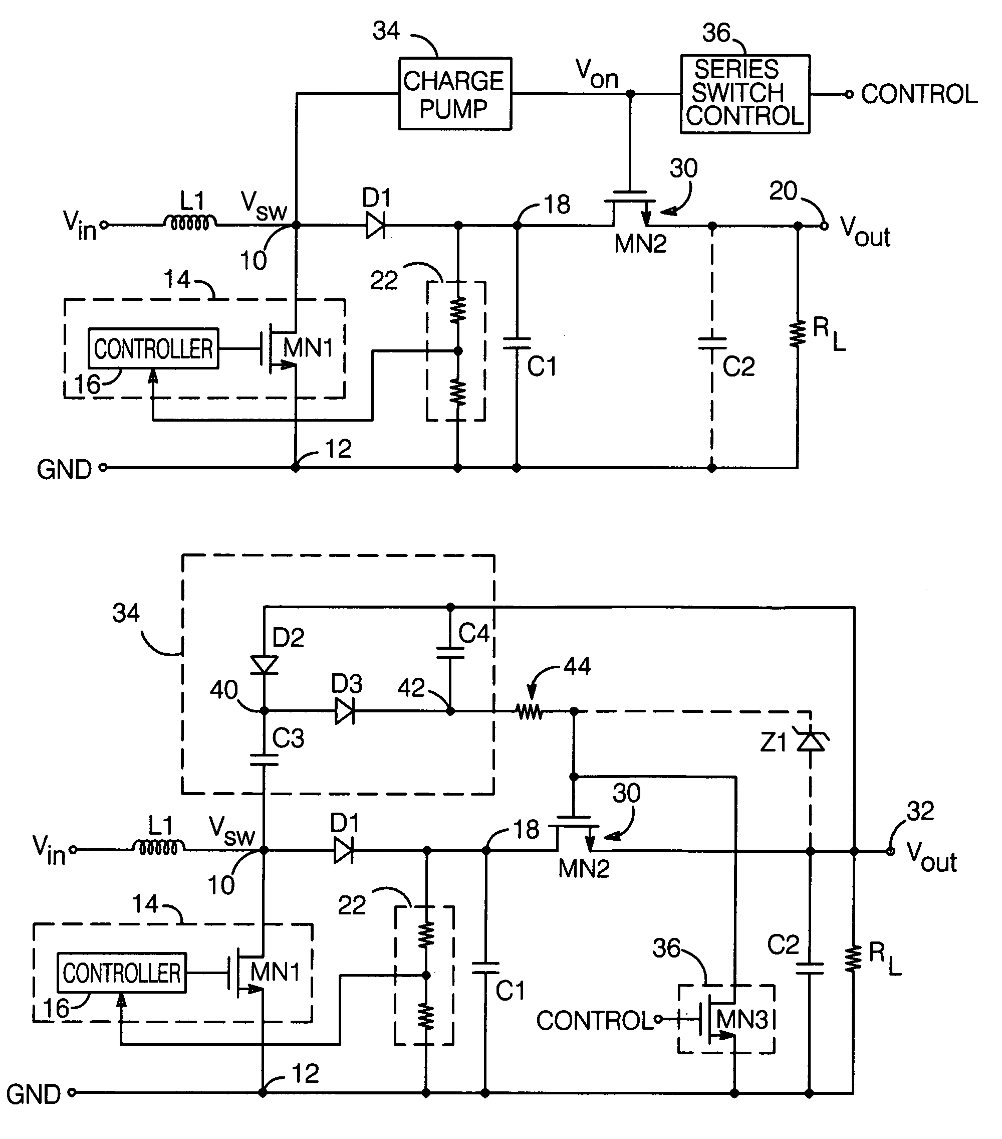 Boost converter with series switch